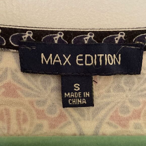 Max Edition Women’s Navy Print Tunic with Bell Sleeves and Asymmetric Hem, Size - Picture 4 of 8